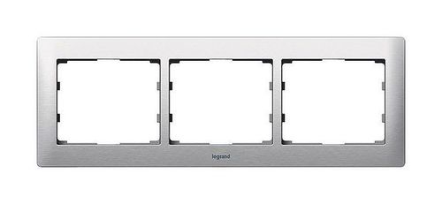 Рамка 3 поста Legrand GALEA LIFE, горизонтальная, алюминий шлифованный